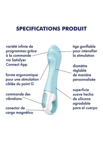 Vibromasseur gonflant connecté bleu USB Air Pump Vibrator 5+ Satisfyer - CC597802